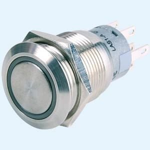 220V 19 mm Su Geçirmez Renkli Işıklı Metal Kalıcı Anahtar Beyaz