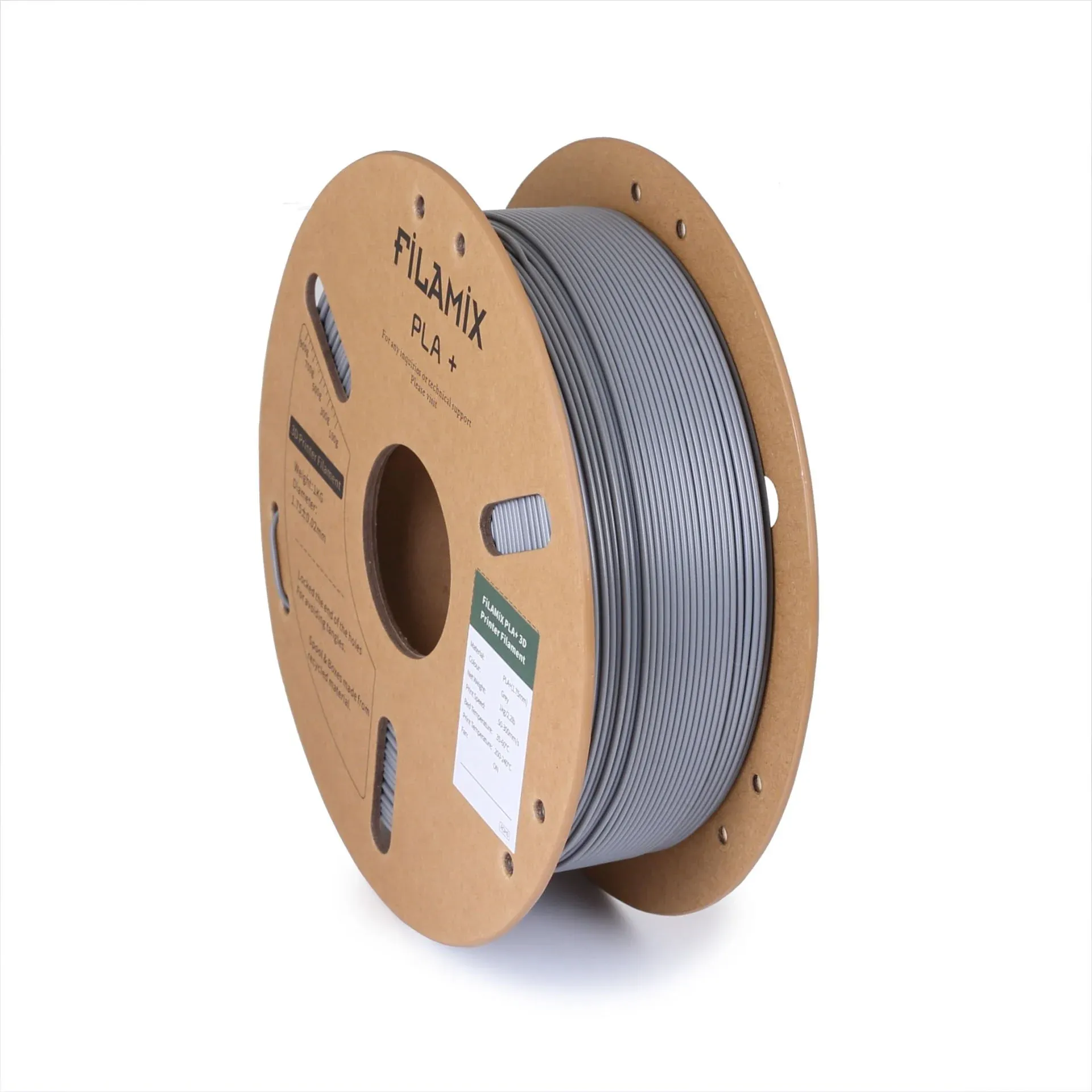 Filamix Filament PLA + 1.75mm 1 KG Plus Gri