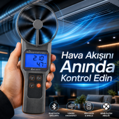 AZ 89191 Bluetoothlu 10 cm Pervaneli Anemometre ve Hava Kalitesi Ölçer