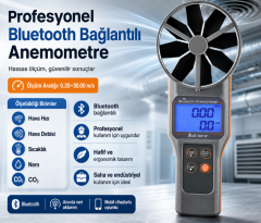 AZ 89191 Bluetoothlu 10 cm Pervaneli Anemometre ve Hava Kalitesi Ölçer