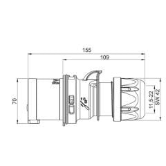 Mete Enerji 5x32 Amper Düz Fiş (CEE) Ip44 (Vidalı Bağlantı) 406111V