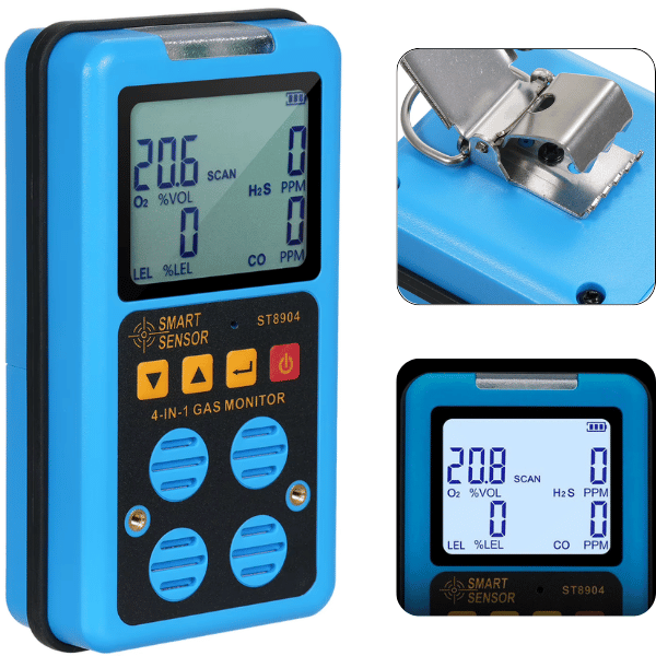 Smart Sensor ST8904 Taşınabilir 4’lü Gaz Dedektörü | O₂, CO, H₂S, LEL