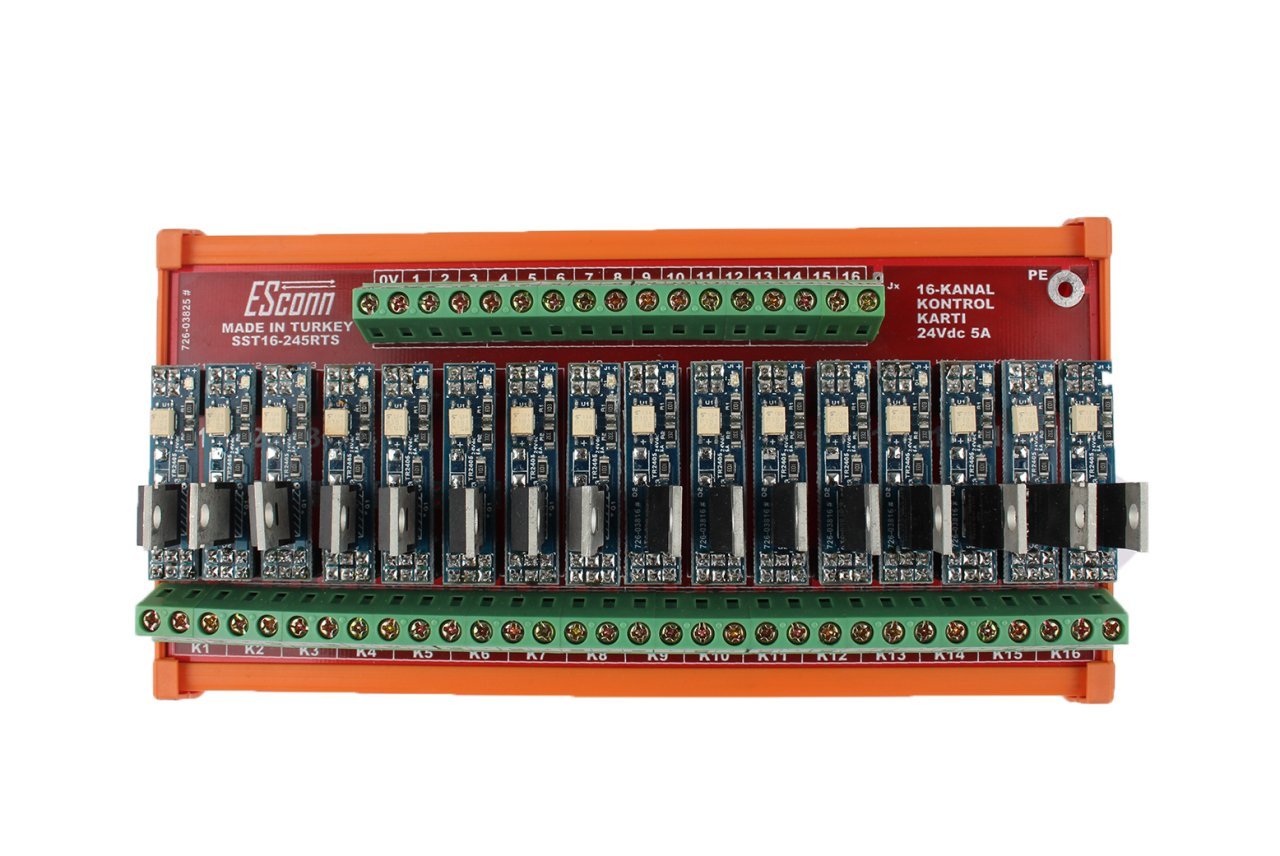 ESconn SST16-245RTS 16 Kanal 24v dc 5A SSR Röle Kartı