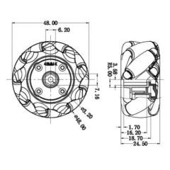 48mm Omni Mecanum Tekerlek Çifti