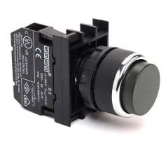 B102HH Çıkık Kafalı Yaylı 22mm IP 50 Start Stop Kumanda Butonu Siyah 1NO+1NC