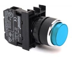 B200HM Çıkık Kafalı Yaylı 22mm IP 50 Stop Kumanda Butonu Mavi 1NC