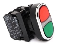 B102K20KY Çiftli Kırmızı Yeşil 1NO + 1C Buton