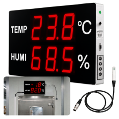 Huato CableSense-50 Kablolu Sıcaklık Nem Göstergesi | 3 m Harici Sensör | 12,5 cm LED