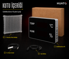Huato CableNanoSense-18 Kablolu Büyük Sıcaklık Nem Ölçer | 3 m Sensörlü | 4,5 cm LED Rakam