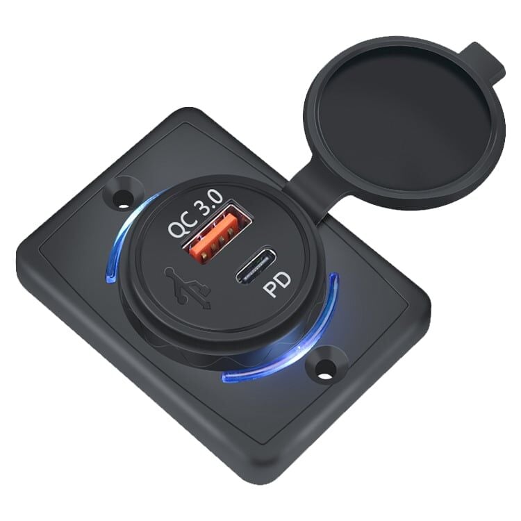 IC266C-10 Pano Tip USB 3.0 + Type-C Soket | QC 3.0 PD Hızlı Şarj 12V-24V