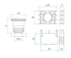 B200E-E 40mm Emergency Etiketli Mantar Acil Stop Butonu NC