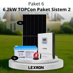 Lexron MPKT-6 6.2kW Jel Akülü Solar Paket Sistem | 5.24kWp TOPCon