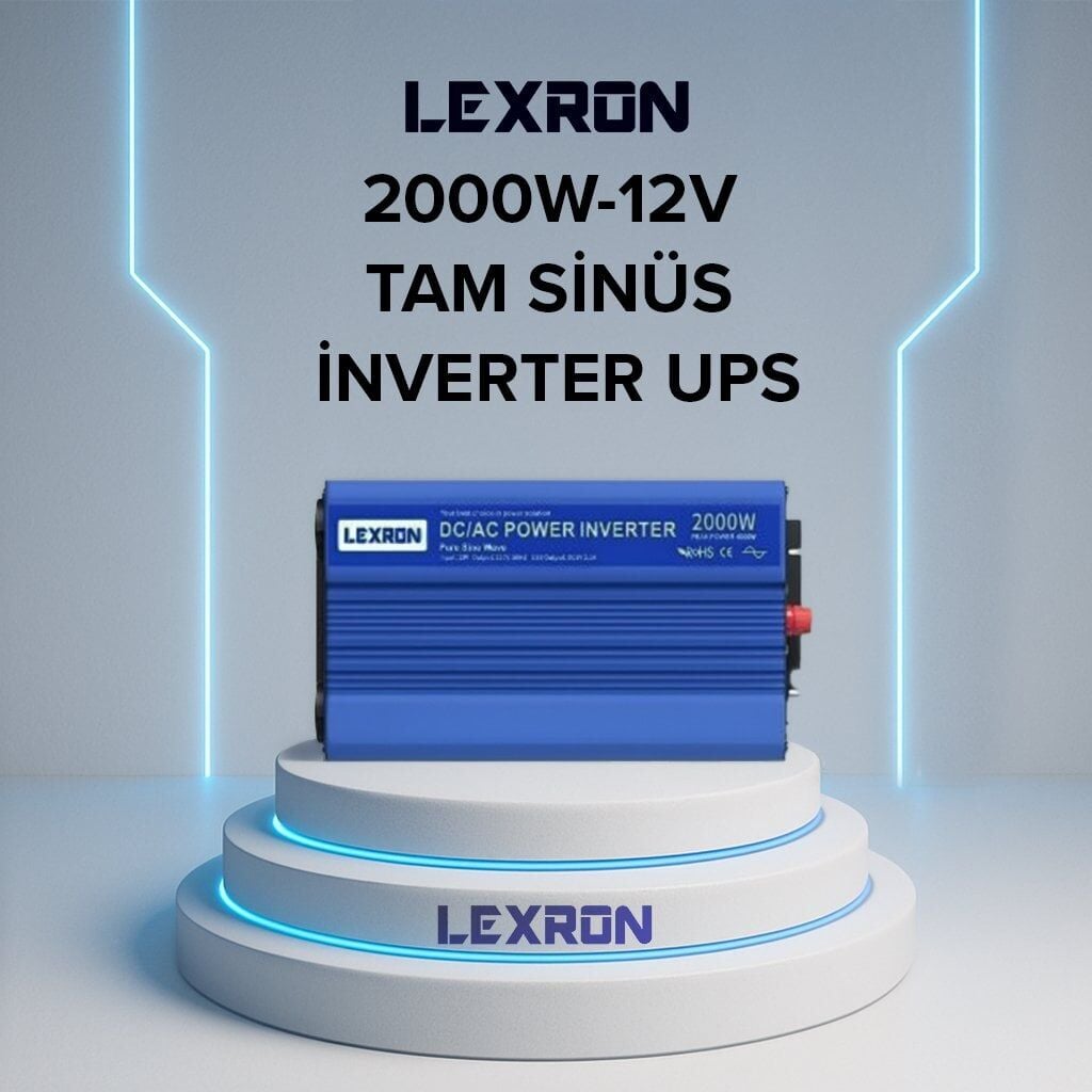 LEXRON 2000W 12V Tam Sinüs İnverter (UPS) – Akü Şarjlı Profesyonel Güç İnverteri