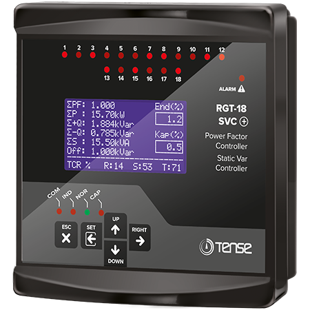 RGT-18SVC 18 Kademe SVC Uyumlu Grafik LCD Ekranlı Trifaze Reaktif Güç Kontrol Rölesi