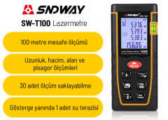 SNDWAY SW-T100 100m Lazermetre | Su Terazili Lazer Mesafe Ölçer