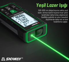SNDWAY SW-80GS 80m Yeşil Lazermetre | Şarjlı IP68 Lazer Mesafe Ölçer