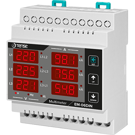 EM-06DIN 6×3 Hane LED Display Ekranlı Multimetre – DIN Ray Tipi 3 Faz Enerji Ölçüm Cihazı
