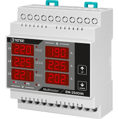 EM-250DIN 6×3 Hane LED Display Ekranlı Direkt Multimetre (250A) – DIN Ray Tipi 3 Faz Enerji Ölçüm Cihazı