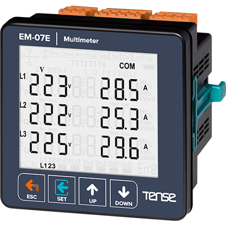 EM-07E Haberleşmeli Multimetre – 71.5×61.5 Cam Grafik LCD Ekranlı 3 Faz Enerji Ölçüm Cihazı