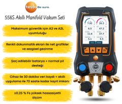 Testo 558S Dokunmatik Ekranlı Akıllı Manifold Vakum Seti | Bluetooth’lu Dijital Klima ve Soğutma Servis Seti