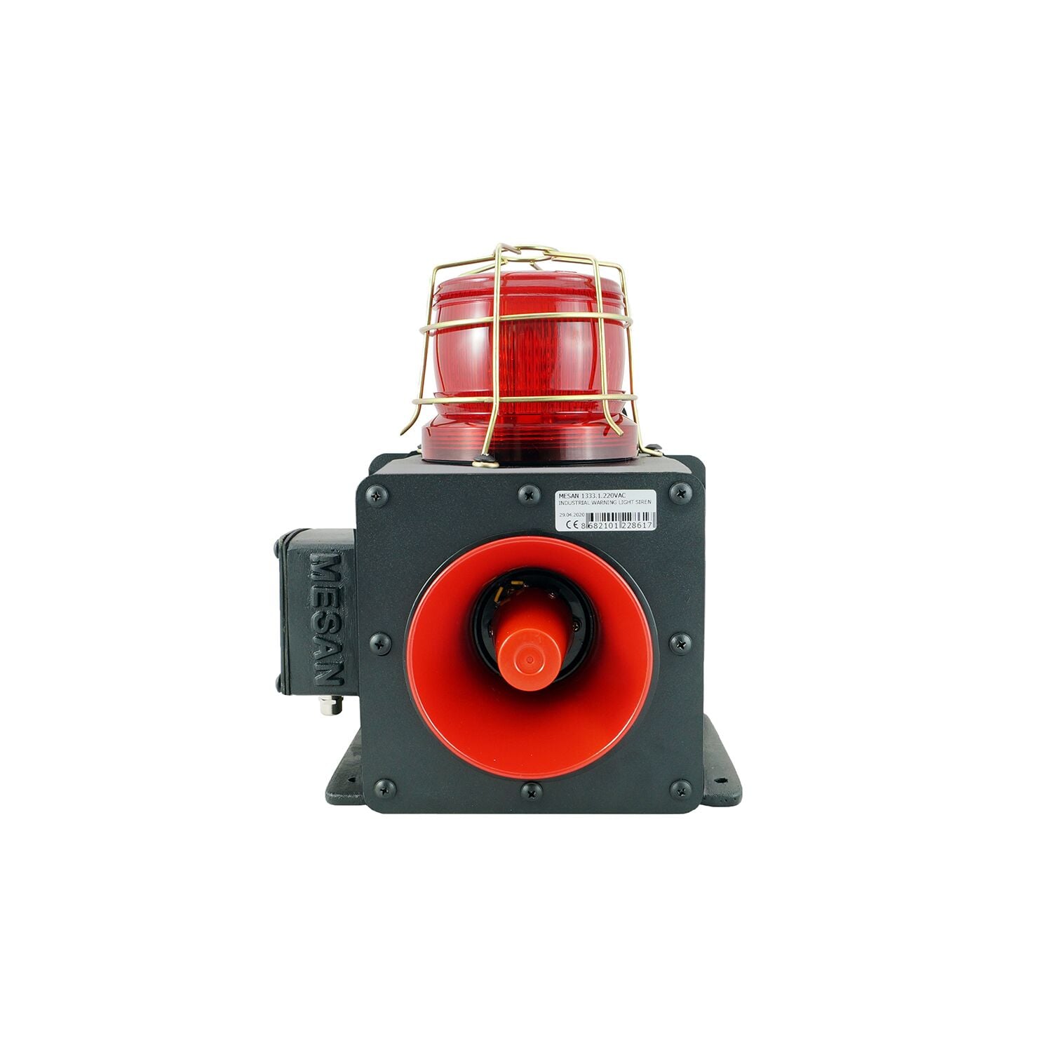 ENDÜSTRİYEL IŞIKLI SİREN 43 SES KONTAKLI ALÜMİNYUM GÖVDE MS 1333.1.12-60VAC/DC