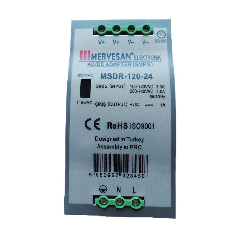 120W 24V DC 5A Ray Tipi Güç Kaynağı