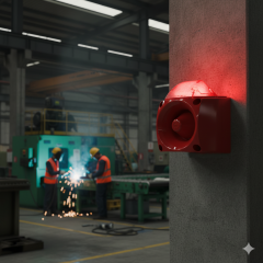 ENDÜSTRİYEL LED IŞIKLI SİREN KIRMIZI GÖVDE MS 3050.1.10.220VAC