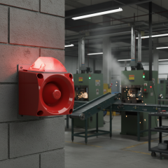 ENDÜSTRİYEL LED IŞIKLI SİREN KIRMIZI GÖVDE MS 3050.1.10.220VAC