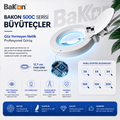 Bakon BK500C LED 5X Akrobat Büyüteç Masa Tipi Aydınlatmalı Büyüteç