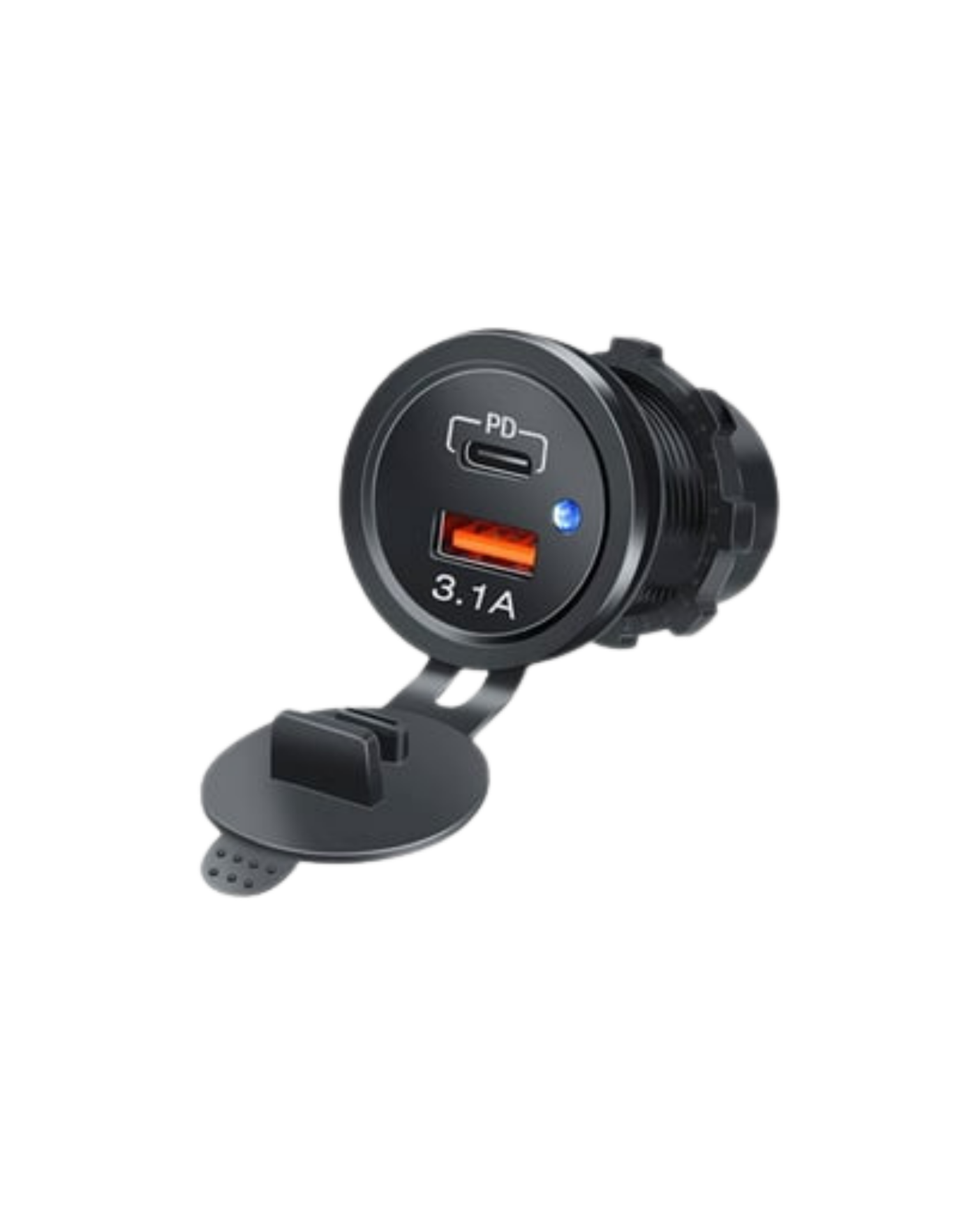 IC-266C-7 Pano Tip İkili USB | USB3.0 + TYPE-C Soket 12-24V Mavi