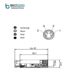 M0804FS M8 4-Pin Dişi Düz Soket