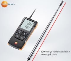 Testo 425 Akıllı Kanal İçi Anemometre | Teleskopik Problu Hava Hızı ve Debi Ölçer
