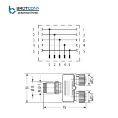 M1205-Y M12 5-Pin T Soket
