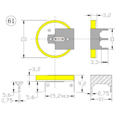 CR2032 3 Pin Yatay 16MM 3V Lithium Pil