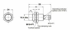 E2B-M18KN16-M1-B1 16mm Algılama M12 Konnektörlü İndüktif Sensör