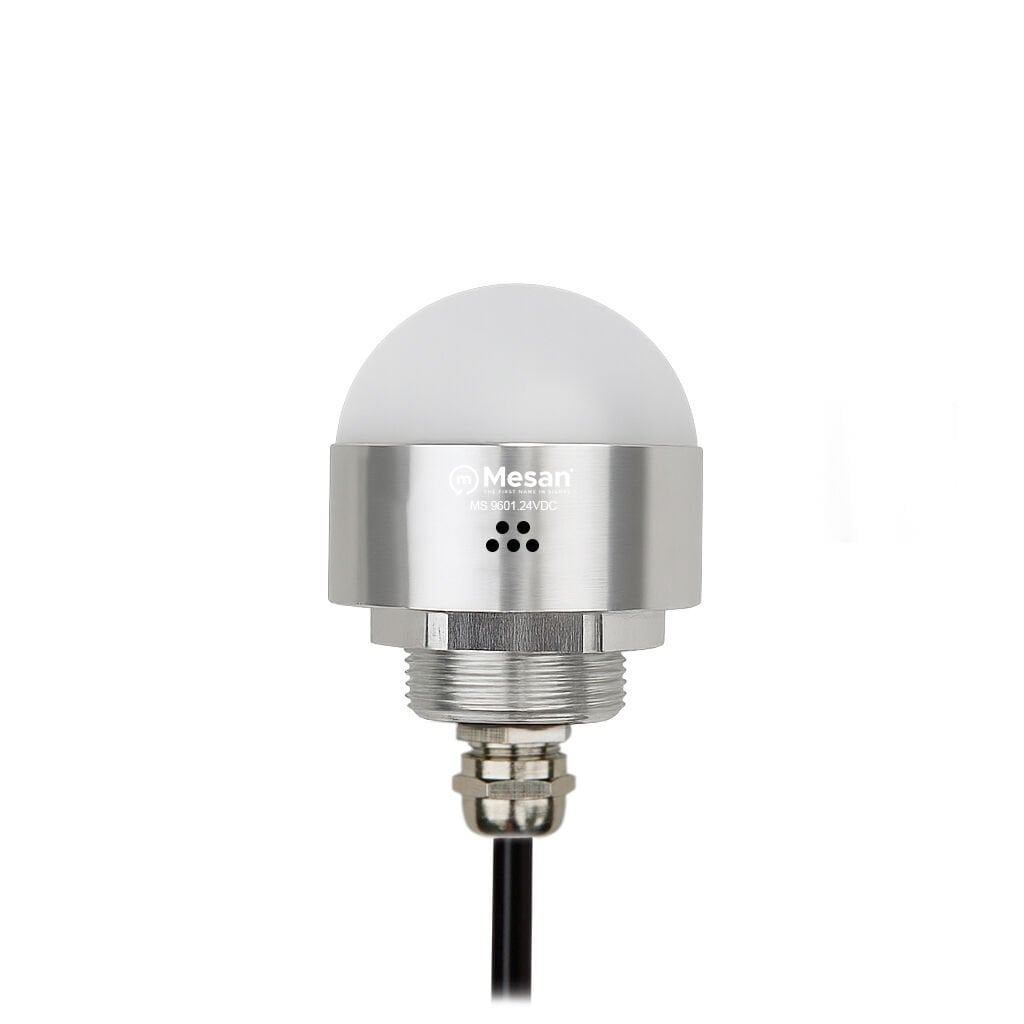 Ø50 M30 Somun Bağlantılı LED İndikatör RGY Buzzer Gümüş Gövde MS 9601.24VDC