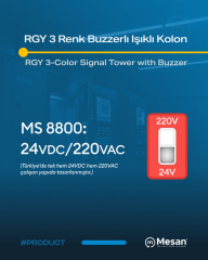Ø50 RGY 3 Renk Buzzerlı Işıklı Kolon MS 8800