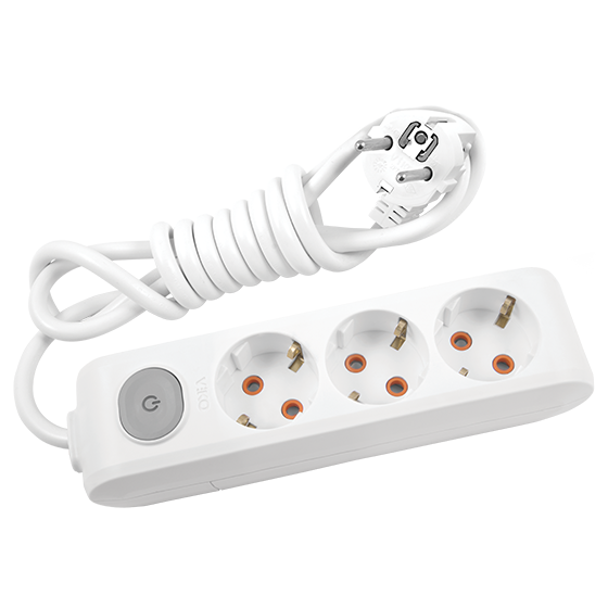 Multi-let Üçlü Priz Anahtarlı Topraklı Kablolu Çocuk Korumalı 5 Metre