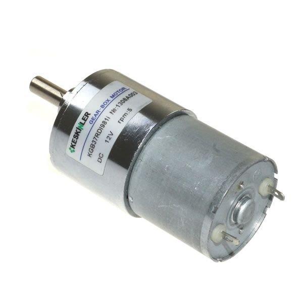 12V 5RPM Çap 37mm Redüktörlü Motor