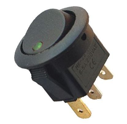 IC-132A YUVARLAK NOKTA IŞIKLI ANAHTAR ON-OFF 3P 12VOLT YEŞİL