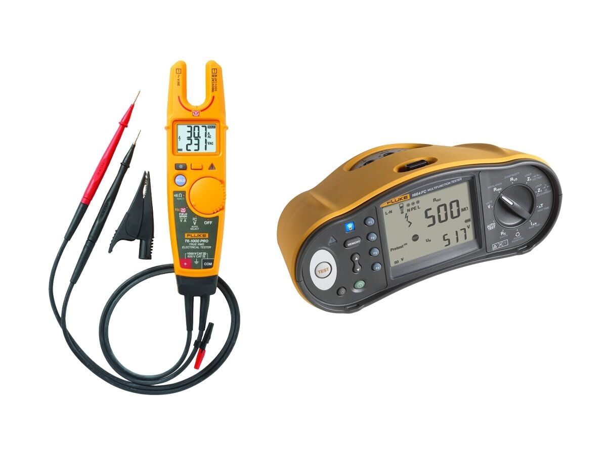 Fluke 1664 FC SCH Tesisat Test Cihazı + T6-1000 PRO Elektrik Test Cihazı Seti