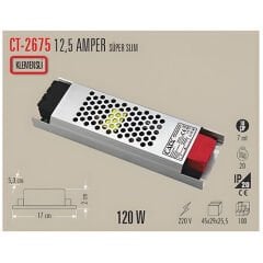 Cata CT-2675 12V 12,5A 150W Ultra Slim Fansız LED Trafosu