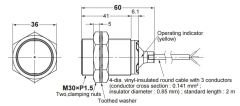 E2B-M30KS15-WP-B1-2M M30 PNP/NO 2M Kablolu İndüktif Sensör OMRON