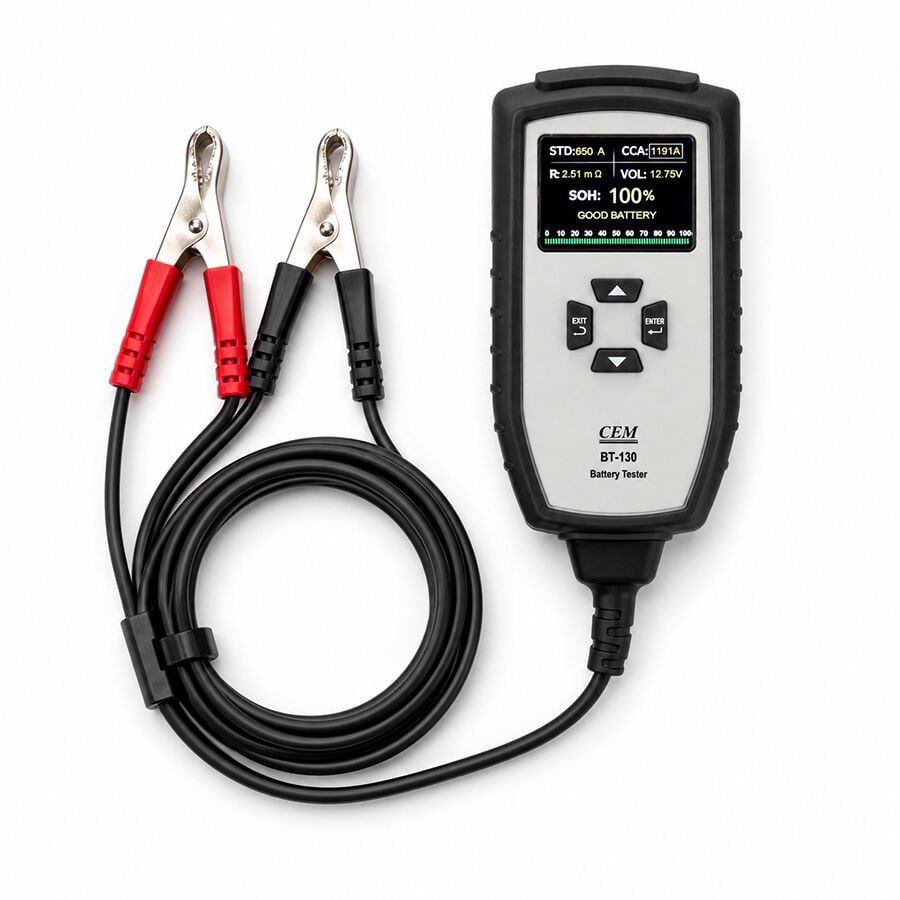 CEM BT-130 6V/12V Dijital Araç Akü Test Cihazı – 100-2000 CCA Akü Analizörü