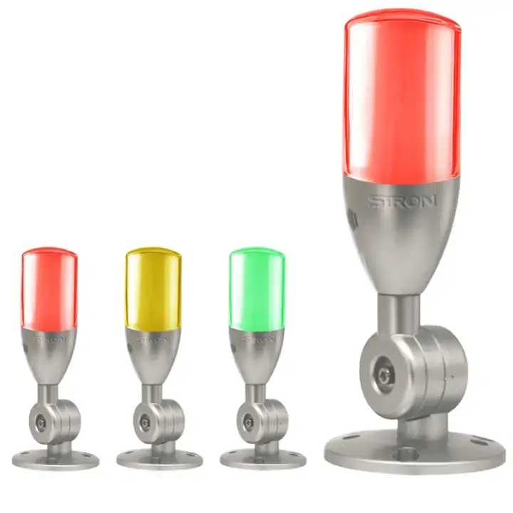 SIRON D020 Tepe Sinyal Lambası Tek Katlı 3 Renkli Buzzerli 24V DC NPN PNP IP20