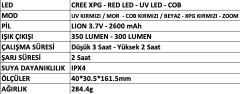 Mercure MC-7688 Şarjlı UV LED El Feneri 350 Lümen Zoomlu