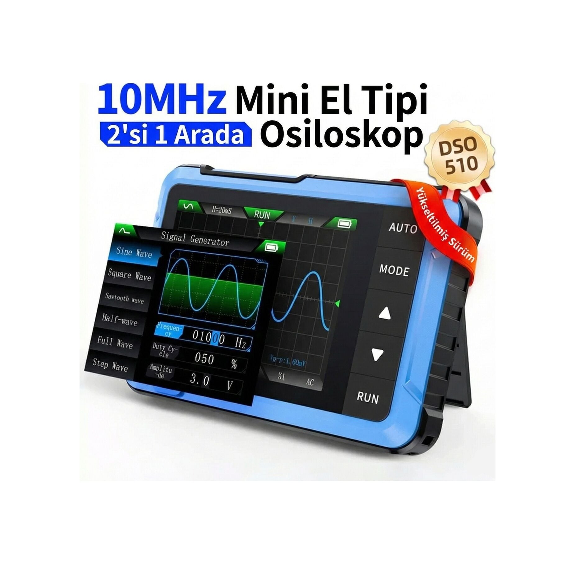 FNIRSI DSO-510 10MHz 48MSa/s Dijital Osiloskop ve 50kHz Sinyal Jeneratörü