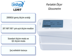 LS197 Parlaklık Ölçer Glossmetre 3 Açılı 20° 60° 85° | 2000 GU