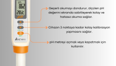 AZ 8613 Gıda pH Ölçer Değiştirilebilir Problu Sivri Uçlu