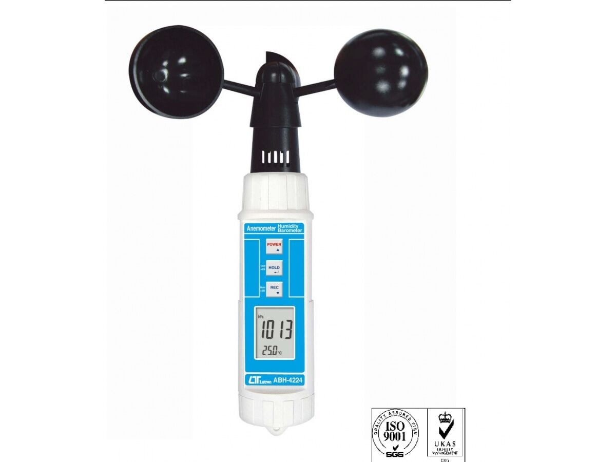 Lutron ABH-4224 Cup Anemometre / Barometre / Nem / Sıcaklık Ölçer 4'ü 1 Arada